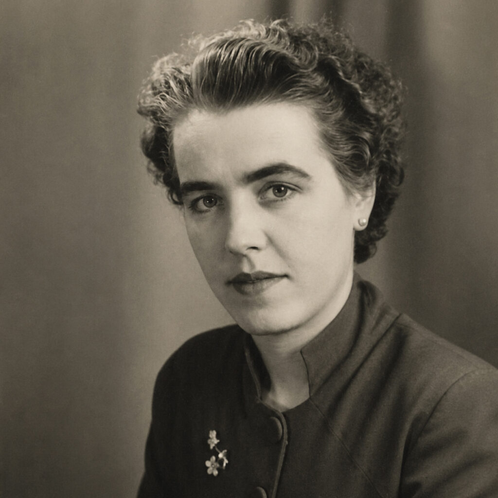 Ger Veraart-van Vliet, moeder van Ton Veraart, portret in zwart-wit